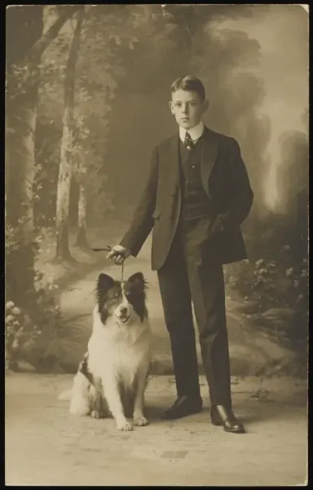 Framed Print : Boy with Collie Dog Framed Print : Boy with Collie Dog