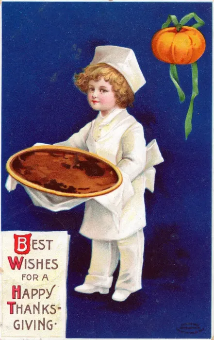 Framed Print : Boy with an empty dish on a Thanksgiving postcard Framed Print : Boy with an empty dish on a Thanksgiving postcard