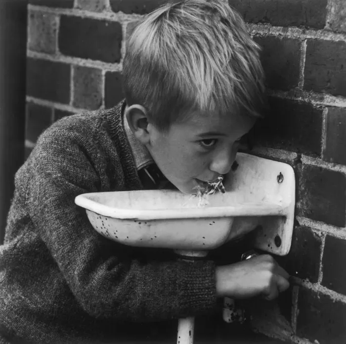 Framed Print : BOY AT DRINKING FOUNTAIN Framed Print : BOY AT DRINKING FOUNTAIN