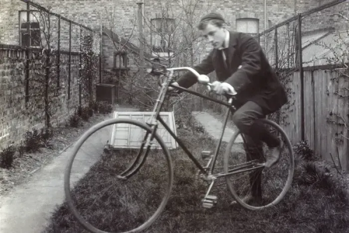 Framed Print : Boy getting on to his new Bicycle Framed Print : Boy getting on to his new Bicycle