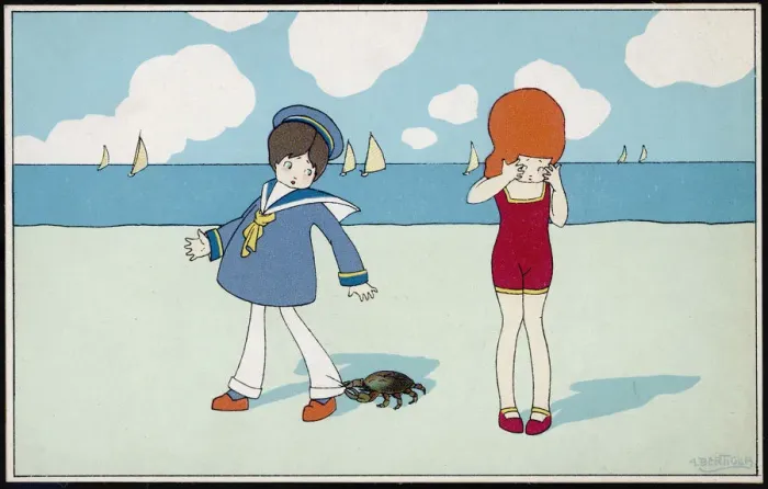 Framed Print : BOY / GIRL / BEACH / CRAB 1930 Framed Print : BOY / GIRL / BEACH / CRAB 1930