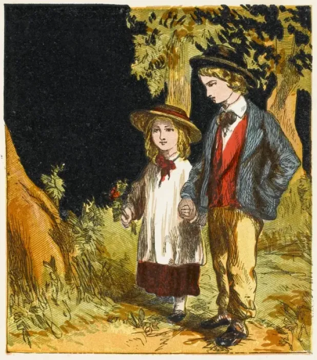 Framed Print : Boy & Girl Country Walk