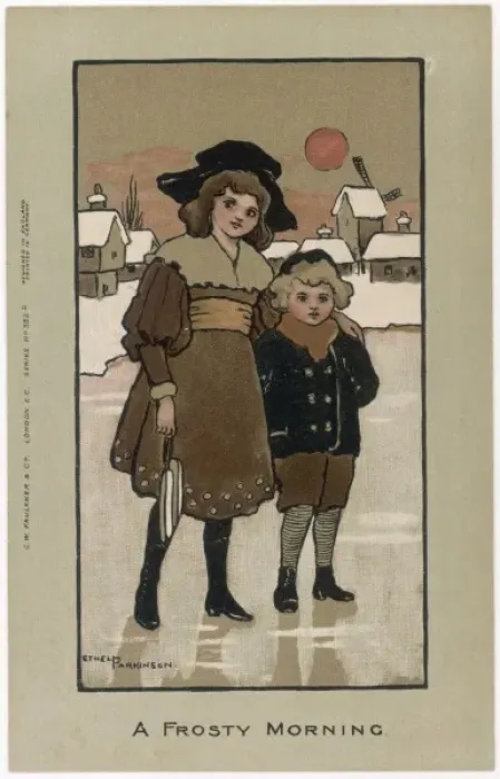 Framed Print : Boy and Girl on Ice Framed Print : Boy and Girl on Ice