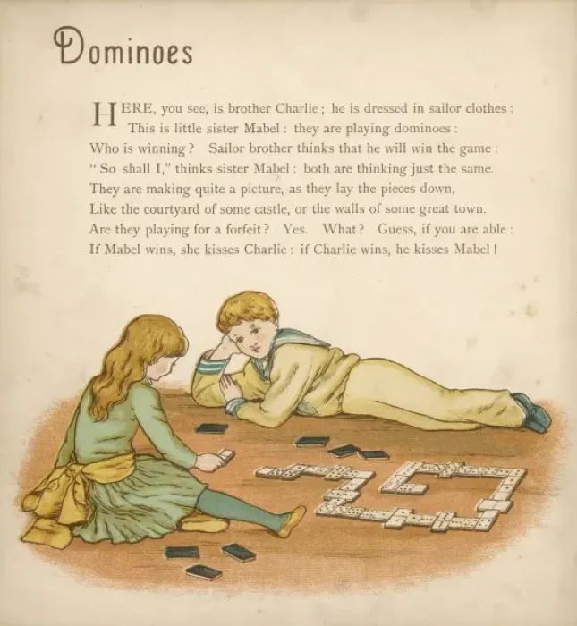 Framed Print : Boy + Girl Play Dominoes Framed Print : Boy + Girl Play Dominoes