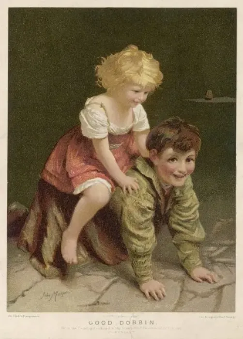 Framed Print : Boy Gives Ride to Sister Framed Print : Boy Gives Ride to Sister
