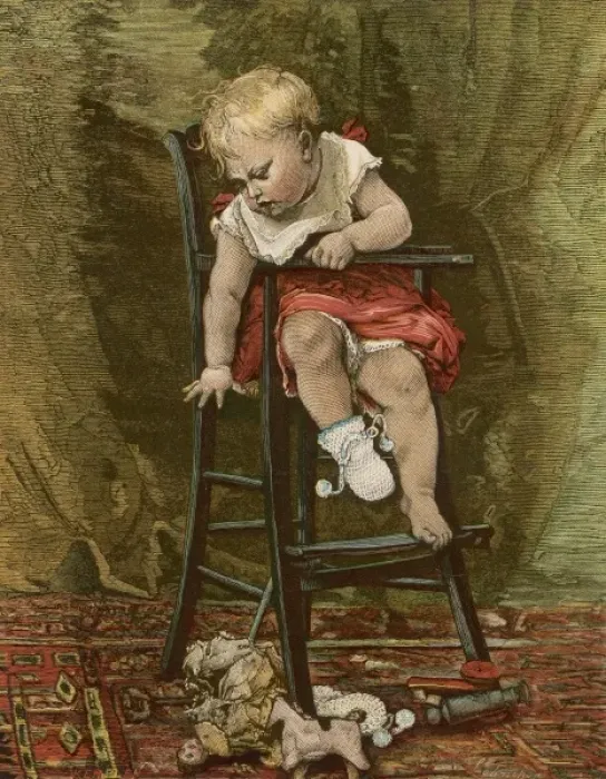 Framed Print : Boy in High Chair C1880 Framed Print : Boy in High Chair C1880