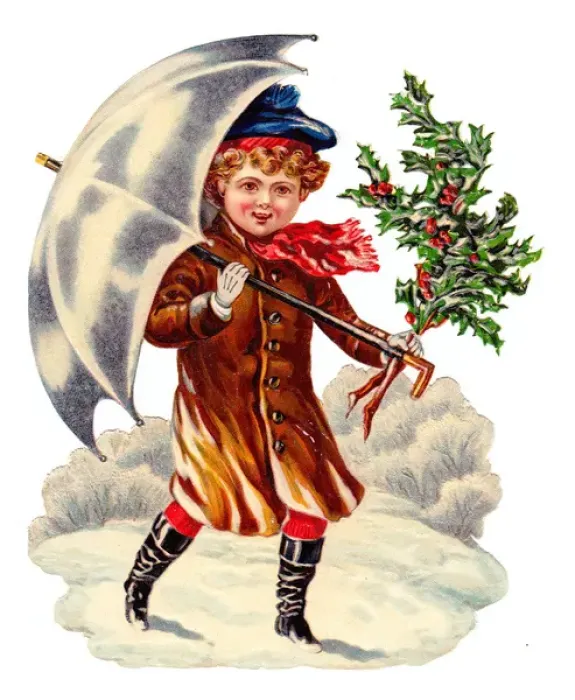 Framed Print : Boy with holly on a Victorian Christmas scrap Framed Print : Boy with holly on a Victorian Christmas scrap
