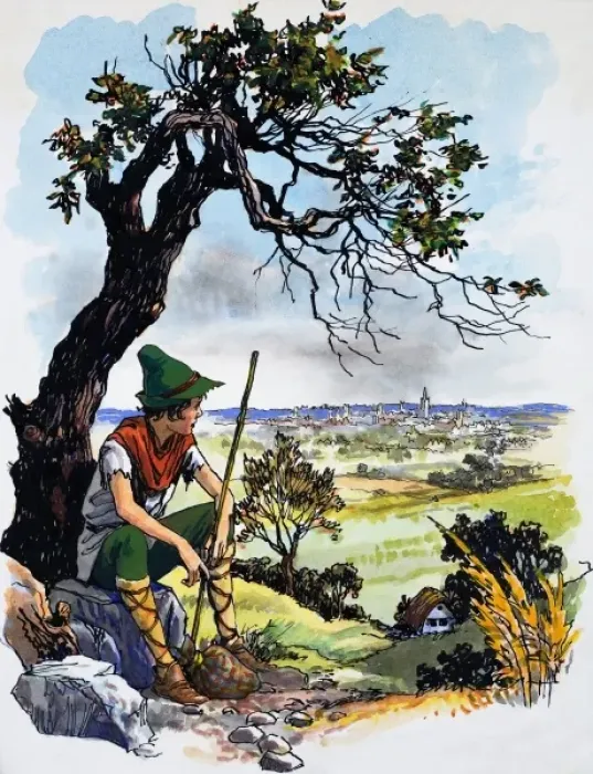 Framed Print : Boy looking out at town Framed Print : Boy looking out at town