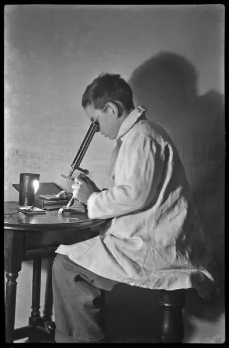 Framed Print : Boy with microscope Framed Print : Boy with microscope