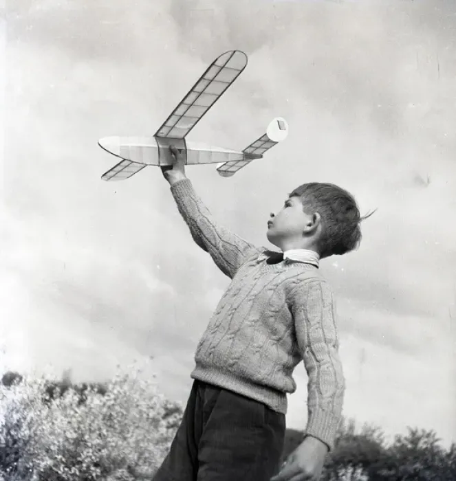Framed Print : Boy with a model aeroplane Framed Print : Boy with a model aeroplane