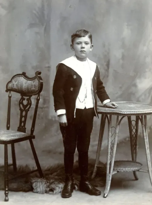 Framed Print : Boy in photographers studio Framed Print : Boy in photographers studio