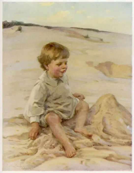 Framed Print : Boy and Sandcastle