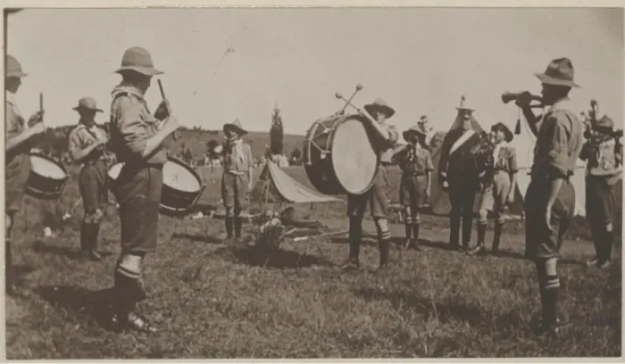 Framed Print : Boy scout band at camp Framed Print : Boy scout band at camp
