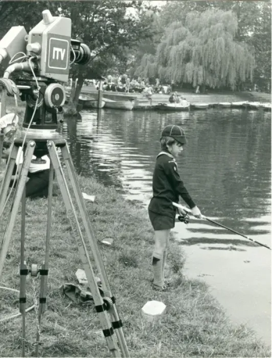 Framed Print : Boy Scout fishing, Longridge Centre Framed Print : Boy Scout fishing, Longridge Centre