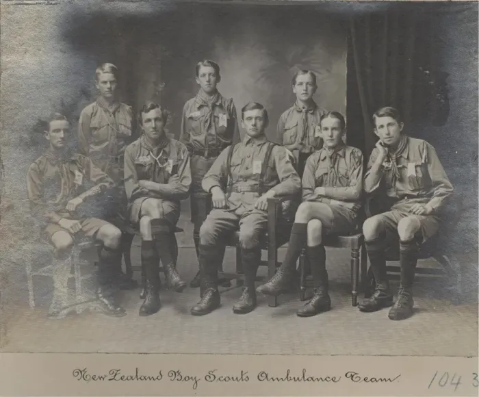Framed Print : Boy scouts ambulance team, New Zealand Framed Print : Boy scouts ambulance team, New Zealand