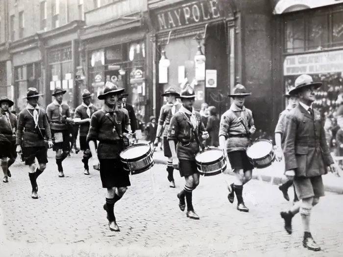 Framed Print : Boy Scouts band in Liverpool - probably 1930s Framed Print : Boy Scouts band in Liverpool - probably 1930s