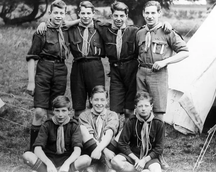 Framed Print : Boy Scouts at camp probably 1920s Framed Print : Boy Scouts at camp probably 1920s