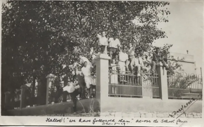 Framed Print : Boy scouts on a fence, Saidia, Egypt Framed Print : Boy scouts on a fence, Saidia, Egypt