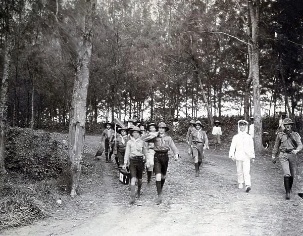 Boy scouts on a hiking activity, Mauritius