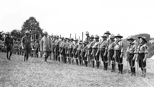 Boy Scouts being inspected, early 1900s