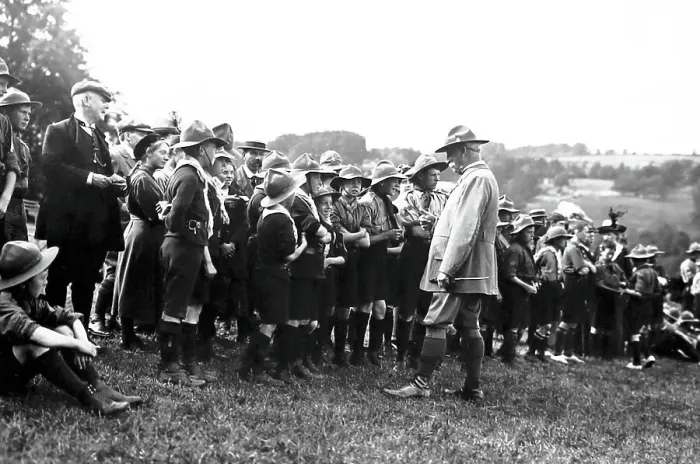 Framed Print : Boy Scouts being inspected, early 1900s Framed Print : Boy Scouts being inspected, early 1900s