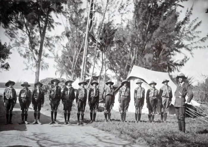 Framed Print : Boy scouts on morning parade at camp, Mauritius Framed Print : Boy scouts on morning parade at camp, Mauritius