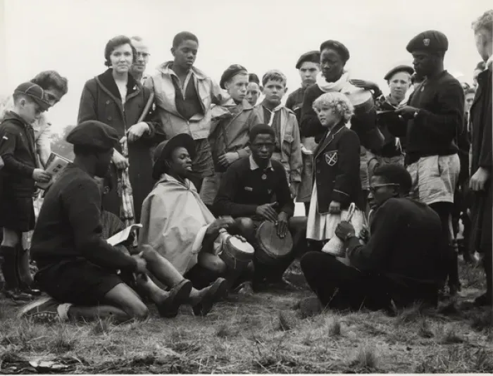 Framed Print : Boy scouts and others, French Congo, Central Africa