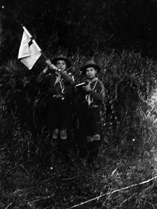 Framed Print : Two boy scouts on an outdoor activity, Mauritius Framed Print : Two boy scouts on an outdoor activity, Mauritius