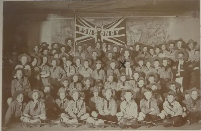 Framed Print : Boy scouts of Ponsonby Troop, New Zealand, in hut