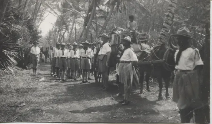 Framed Print : Boy scouts ready to leave camp, Mauritius Framed Print : Boy scouts ready to leave camp, Mauritius