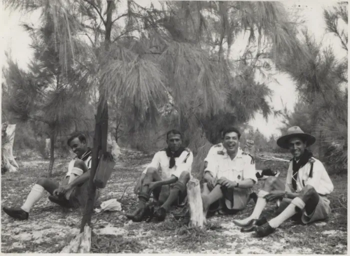 Framed Print : Boy scouts relaxing under a tree, Mauritius Framed Print : Boy scouts relaxing under a tree, Mauritius