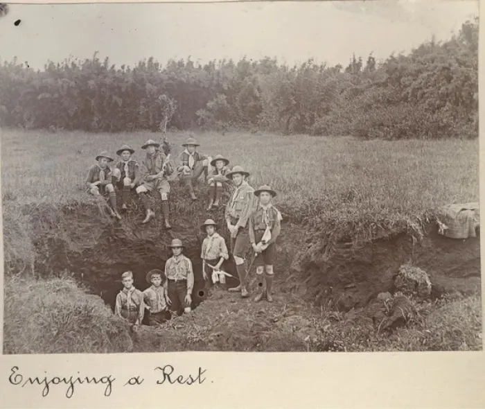 Framed Print : Boy scouts resting during a hike, Mauritius Framed Print : Boy scouts resting during a hike, Mauritius