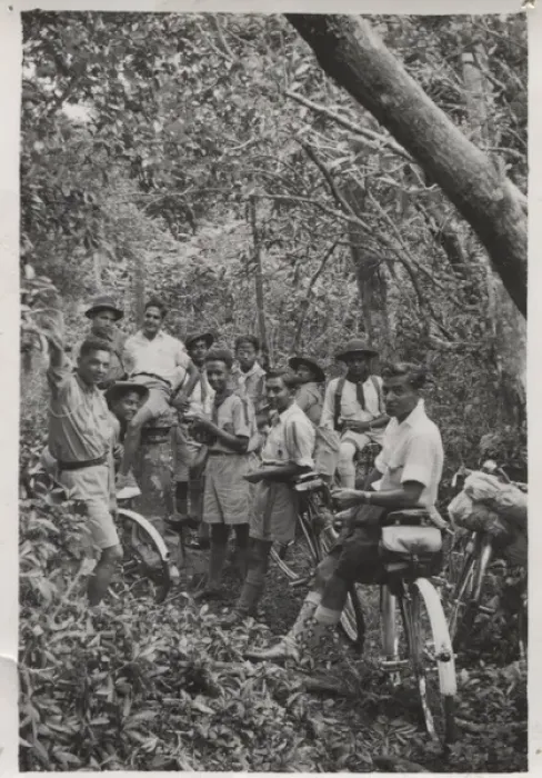 Framed Print : Boy scouts and rovers on a hike, Mauritius Framed Print : Boy scouts and rovers on a hike, Mauritius