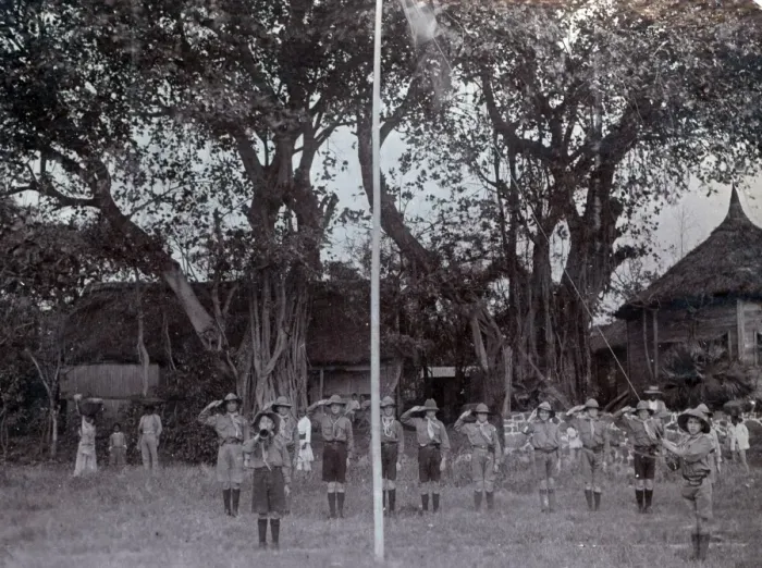 Framed Print : Boy scouts saluting the flag, Mauritius Framed Print : Boy scouts saluting the flag, Mauritius