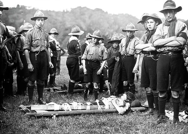 Boy Scouts stretcher party circa 1912