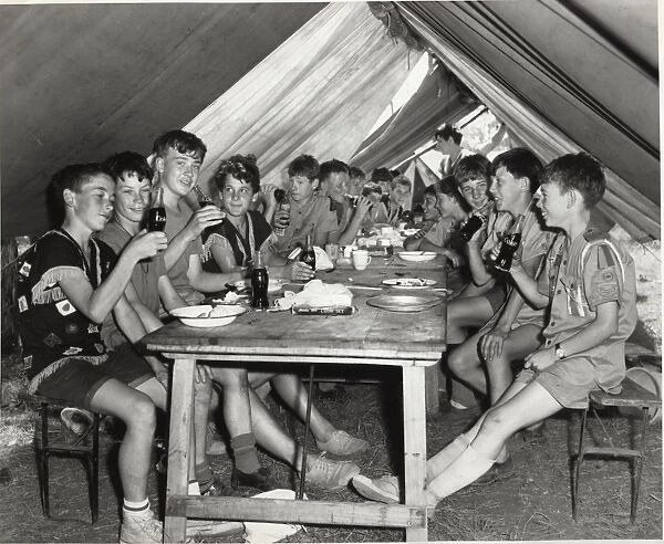 Boy scouts in a tent, Australia