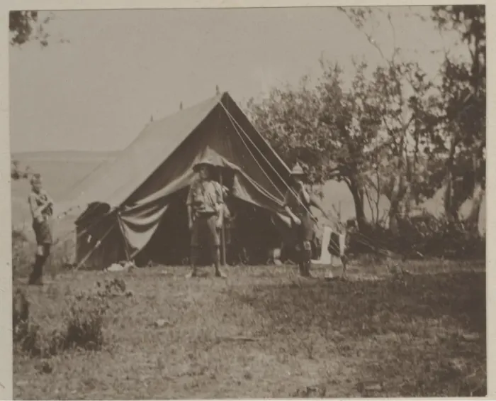 Framed Print : Boy scouts in front of tent at camp Framed Print : Boy scouts in front of tent at camp