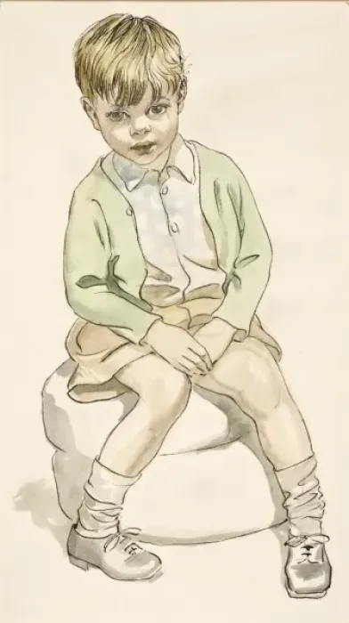 Framed Print : A Boy sitting on a pouffe Framed Print : A Boy sitting on a pouffe
