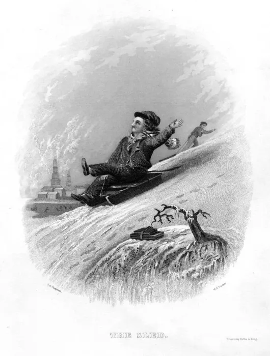 Framed Print : BOY SLEDGING 1842 Framed Print : BOY SLEDGING 1842