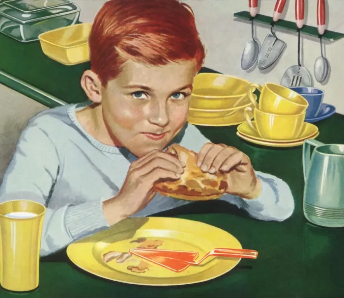 Framed Print : Boy Sneaks Last of Pie Date: 1950 Framed Print : Boy Sneaks Last of Pie Date: 1950