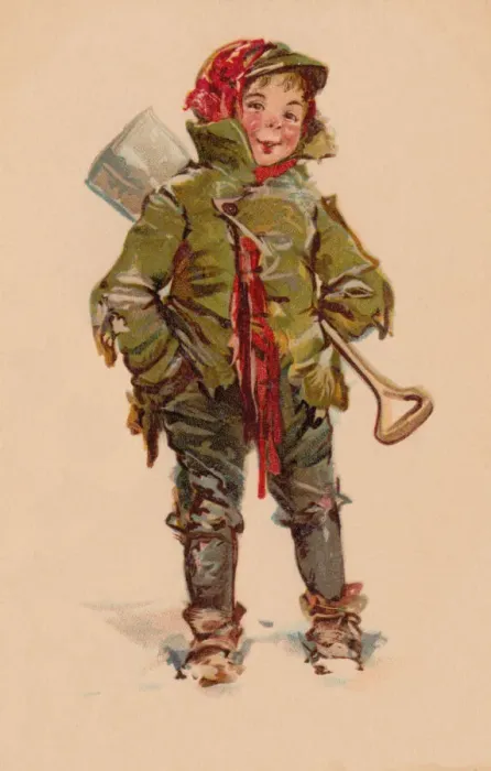 Framed Print : Boy with snow shovel Framed Print : Boy with snow shovel