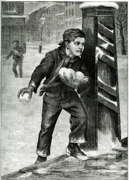 Framed Print : Boy with snowballs, Snowballing Ambush Framed Print : Boy with snowballs, Snowballing Ambush