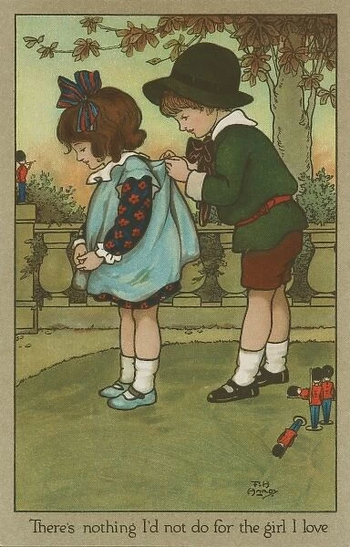 Boy ties his loves pinafore by Florence Hardy