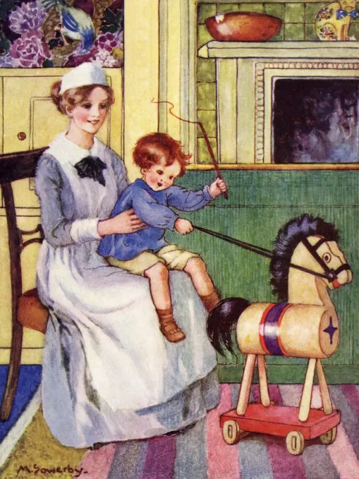 Framed Print : Boy and a toy horse Framed Print : Boy and a toy horse