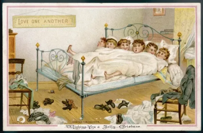 Framed Print : Six Boys in Bed C1880 Framed Print : Six Boys in Bed C1880