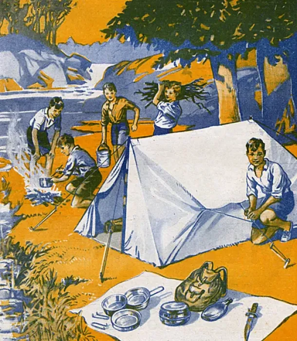 Framed Print : Boys camping in the 1930s Framed Print : Boys camping in the 1930s