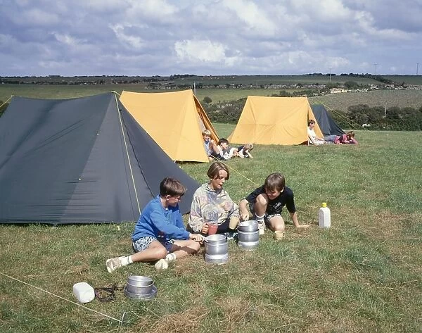 Boys camping, West Country