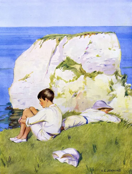 Framed Print : BOYS ON CLIFF 1922