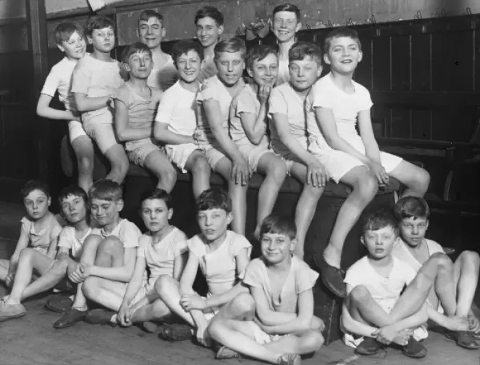 Framed Print : Boys Club gym class group photograph 1933 Framed Print : Boys Club gym class group photograph 1933