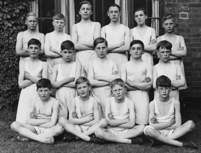Framed Print : Boys Club gym class group photograph 1937 Framed Print : Boys Club gym class group photograph 1937